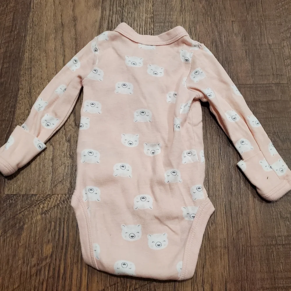 Carters Baby Cotton Matching Set Pink Gray Bear Bodysuit Polka Dot Leggings Hat